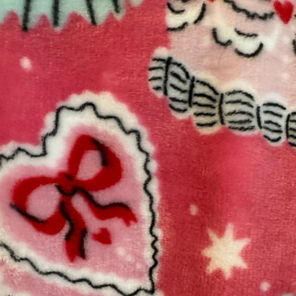 Juicy Couture Pink and White Fleece Blanket